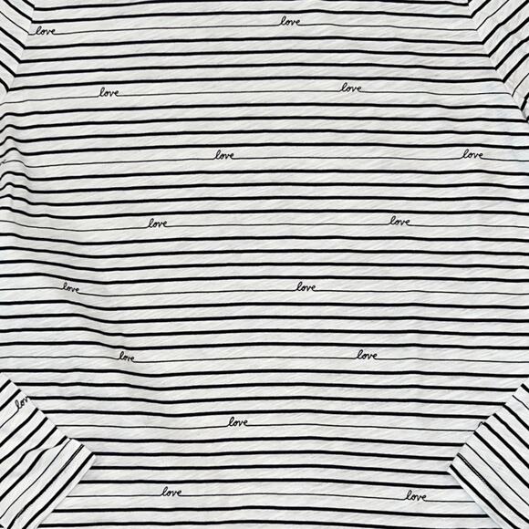 NWT LOFT White W/Black "Love" Stripe Print Long Sleeve Vintage Cotton Tee - XS - Picture 7 of 9